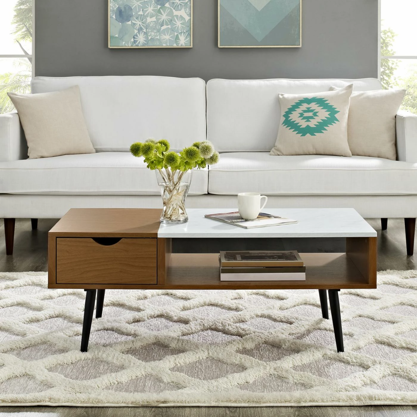 Budget 🤩 Rectangle Coffee Tables Manor Park Wood And Faux Marble Coffee Table 🥰 3 Budget 🤩 Rectangle Coffee Tables Manor Park Wood And Faux Marble Coffee Table 🥰