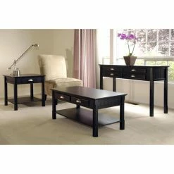 Best deal 🌟 Winsome Rectangle Coffee Table Sets Sundsvall Three Piece Table Set - Black 🥰