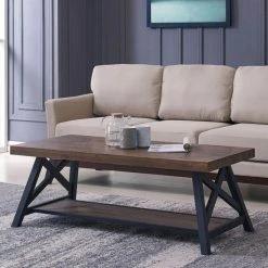 Best Sale 🎁 Rectangle Coffee Tables !nspire Rustic Modern 2 Tier Pine Veneer And Metal Coffee Table 🥰