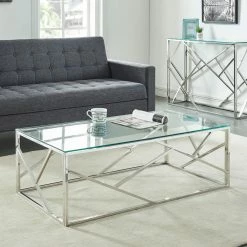 Best Sale 🔥 Rectangle Coffee Tables !nspire Stainless Steel Line Design Coffee Table 👍