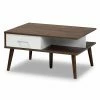 New 🔔 Rectangle Coffee Tables Baxton Studio Merlin Mid-Century Modern 2 Drawer Coffee Table 🎉 -Coffee Tables Sale Store masterWSI4941