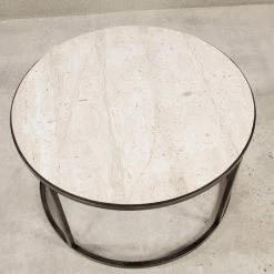 Hot Sale 🧨 Round Coffee Tables Hammary Modern Basics Round Cocktail Table - Natural Travertine / Textured Bronze ✔️ -Coffee Tables Sale Store scaleHAMM647