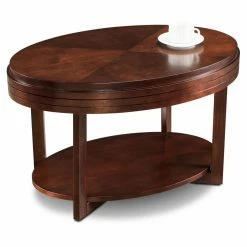 Discount 🥰 Oval Coffee Tables Leick Home Chocolate Cherry Oval Condo/Apartment Coffee Table 🎉 -Coffee Tables Sale Store scaleLEI352