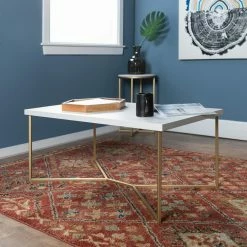 Best Sale 🥰 Rectangle Coffee Tables Walker Edison Y-Leg Coffee Table 👏 -Coffee Tables Sale Store scaleWAL540